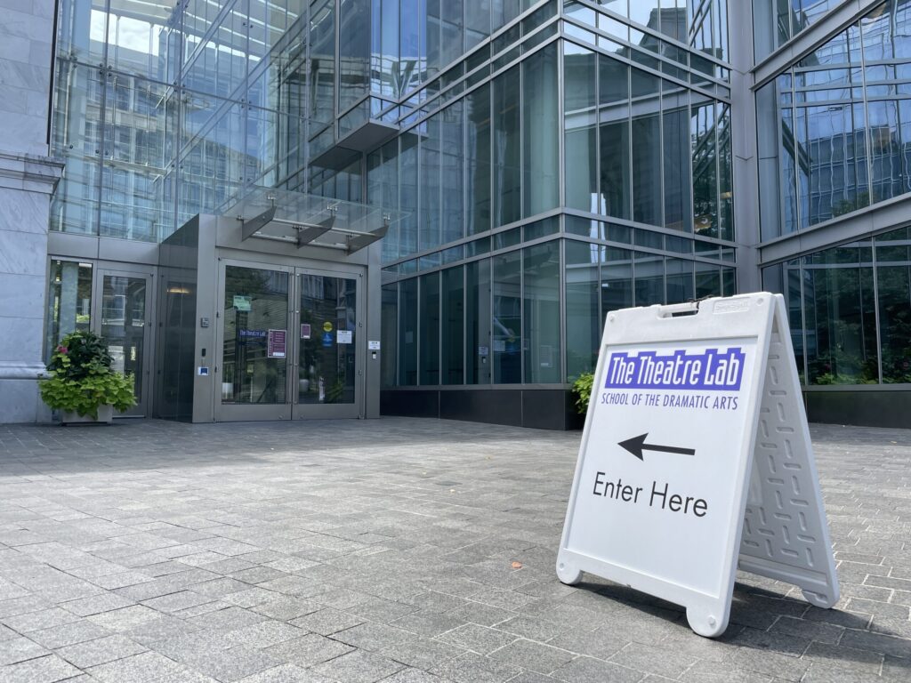 Exterior of building, glass doors