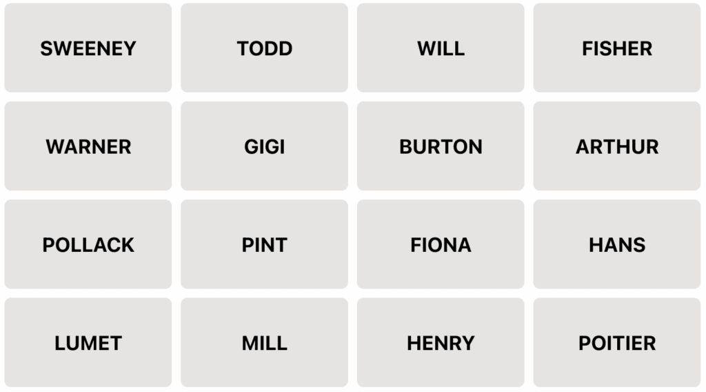 puzzle number 12 from the theatre lab associations game, a collection of theatre puzzles based on the new york times connections game